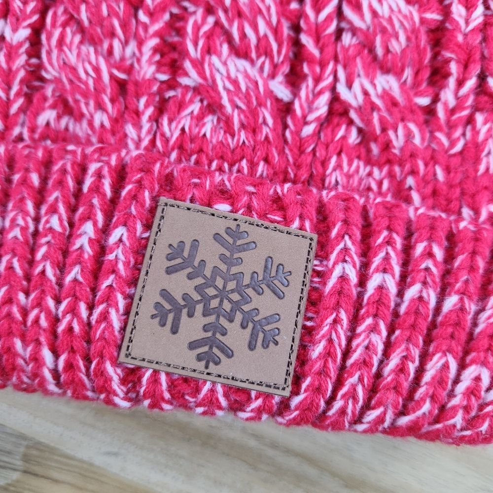 🩵Gertex Red Cable Knit Puff Topper Beanie Hat One Size - Picture 5 of 8